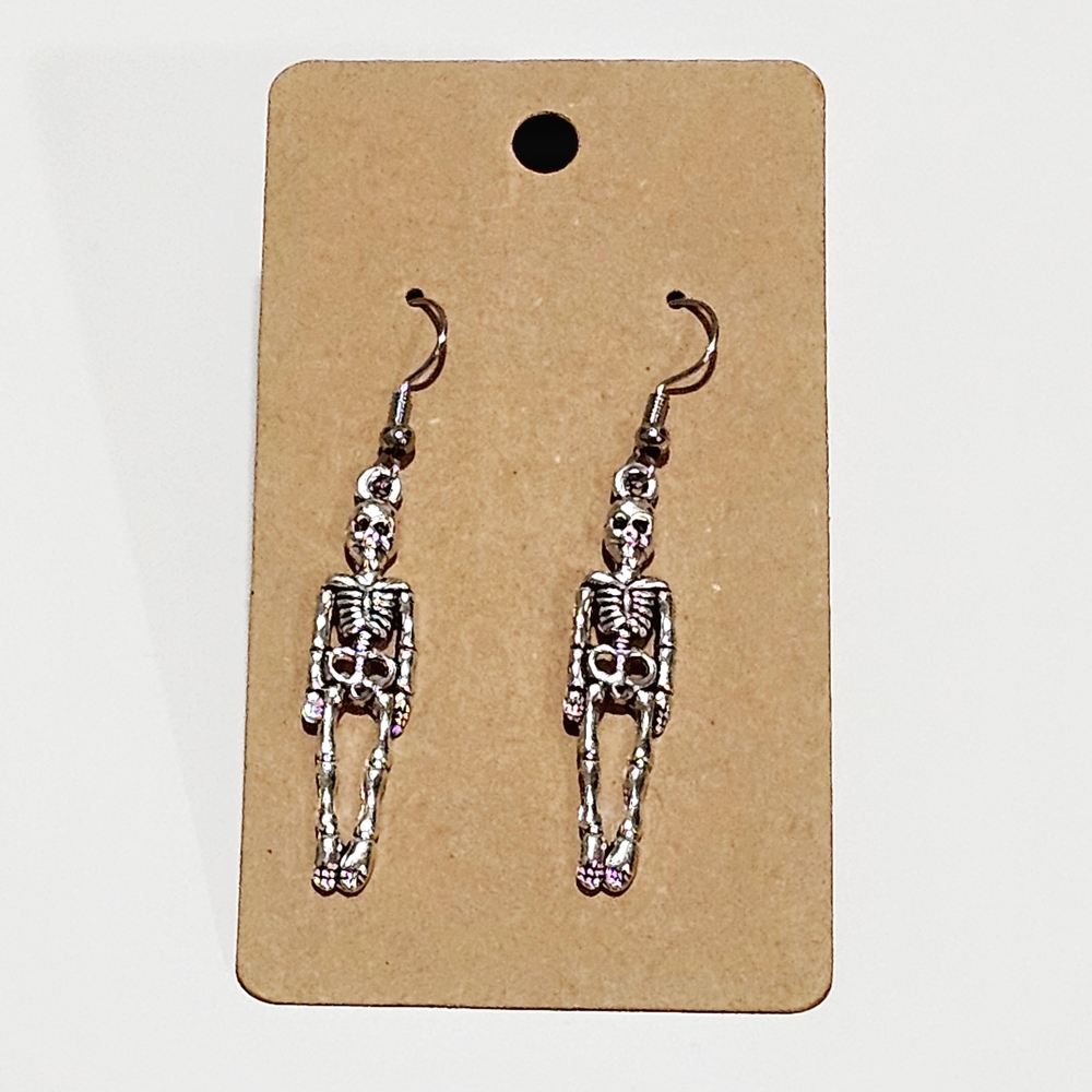Silver Skeleton Dangle Earrings